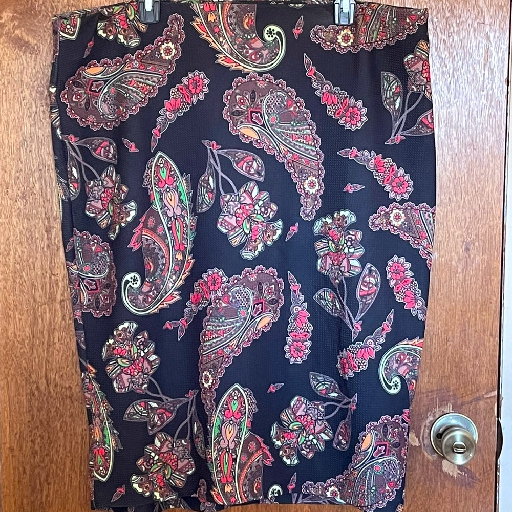 ECI black and multicolored paisley skirt plus size